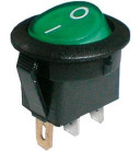 Přepínač kolébkový kul. pros. 2pol./3pin ON-OFF 250V/6A zelený
