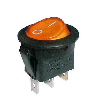 Přepínač kolébkový kul. pros. 2pol./3pin ON-OFF 250V/6A žlutý