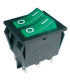 Přepínač kolébkový 2x(2pol./3pin) ON-OFF 250V/15A pros. zelený