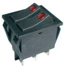 Přepínač kolébkový 2x(2pol./3pin) ON-OFF 250V/15A pros. bod R
