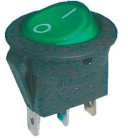 Přepínač kolébkový kul. pros. 2pol./3pin ON-OFF 16A/12VDC zelený