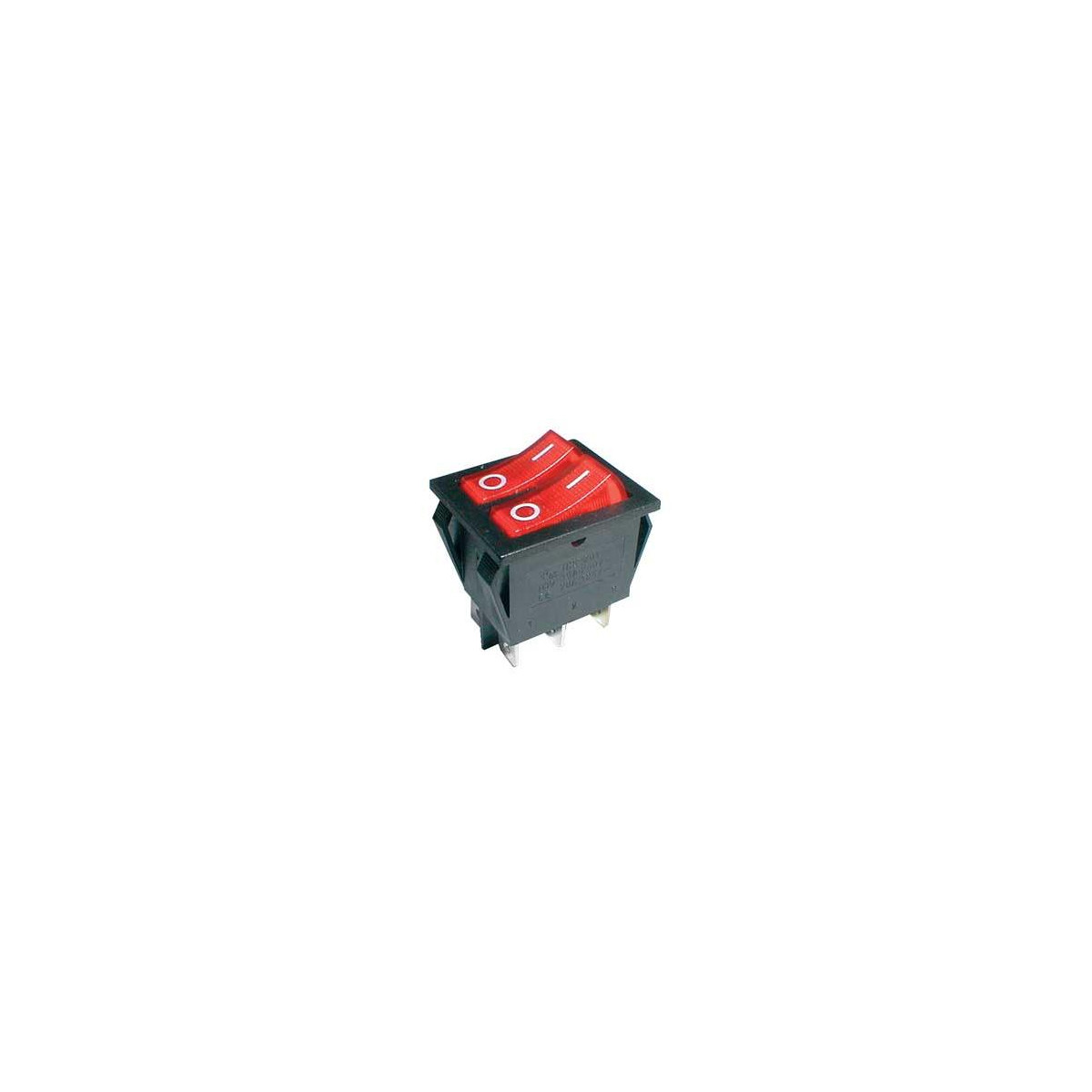 Viac oPřepínač kolébkový 2x(2pol./3pin) ON-OFF 250V/15A pros. červený