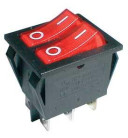 Přepínač kolébkový 2x(2pol./3pin) ON-OFF 250V/15A pros. červený