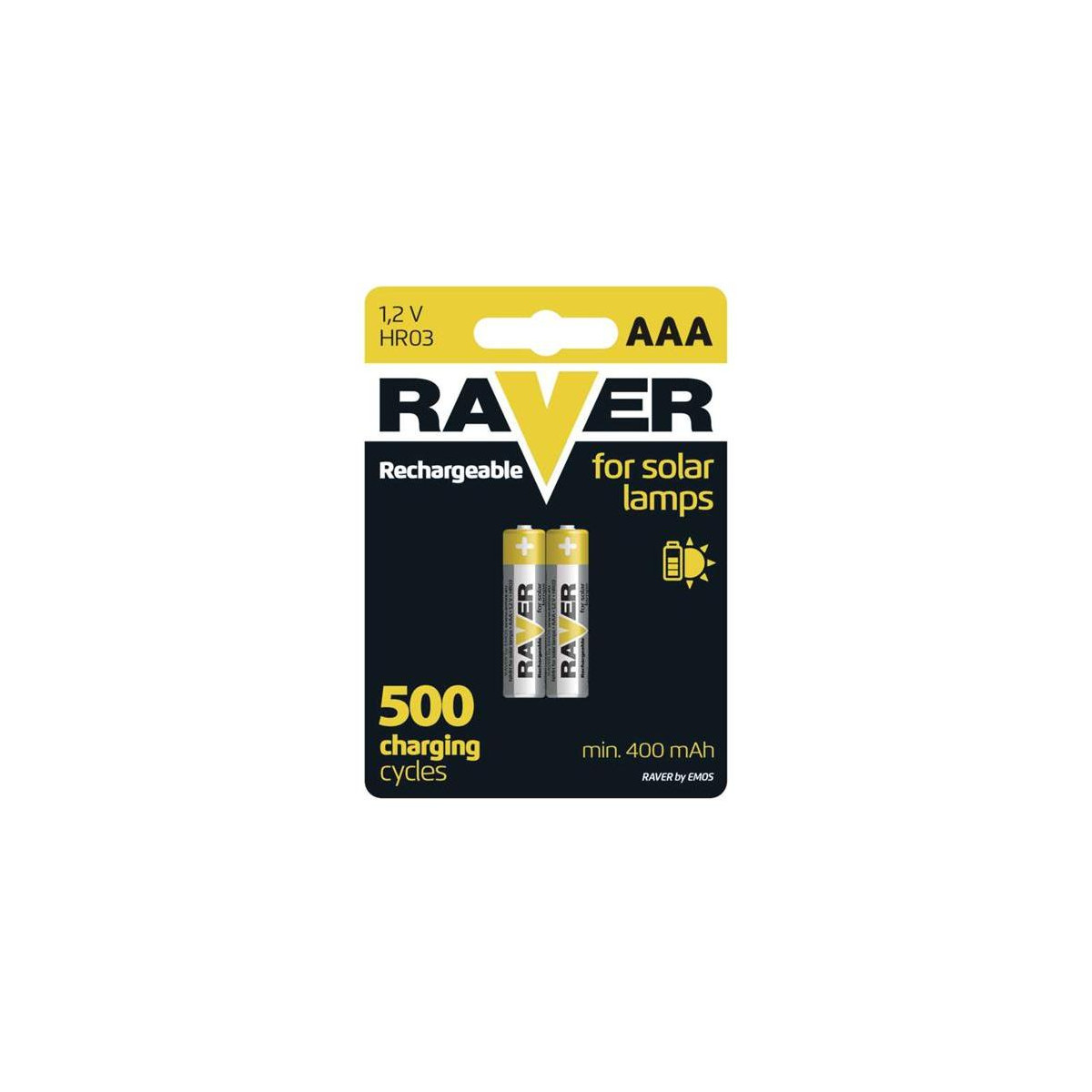 Baterie AAA (R03) nabíjecí 1,2V/400mAh RAVER solar 2ks