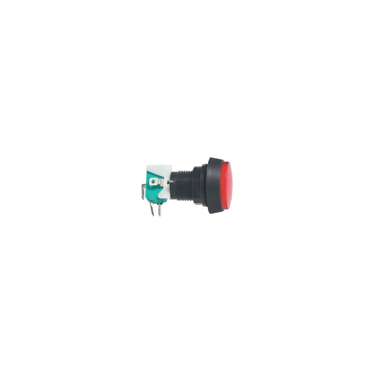 Přepínač tlačítko kul. ON-(ON) 250V/10A s mikrospínačem červené