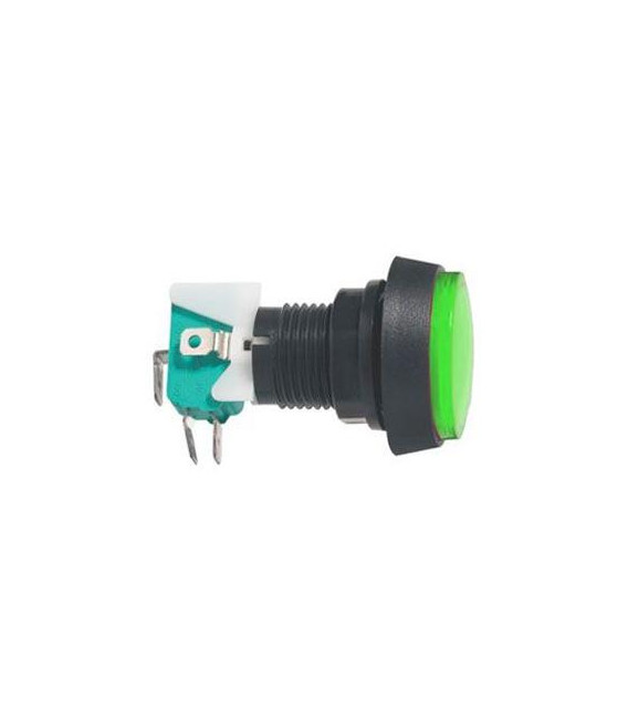 Přepínač tlačítko kul. ON-(ON) 250V/10A s mikrospínačem zelené