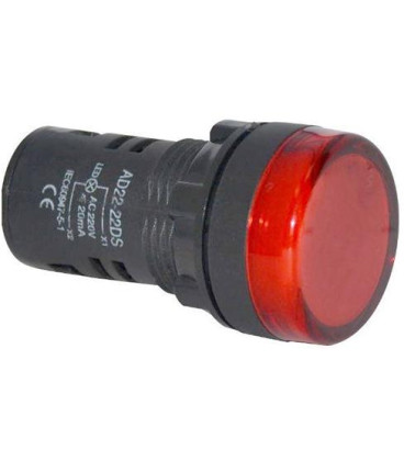 Kontrolka kulatá 230V LED červená 29mm HADEX