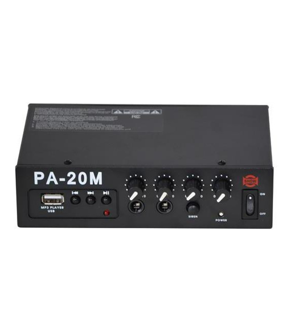 Zesilovač SHOW PA-20M, 20W/4Ω, přehrávač MP3