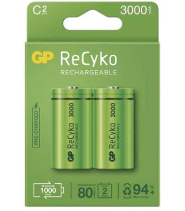 Baterie C (R14) nabíjecí 1,2V/3000mAh GP Recyko 2ks