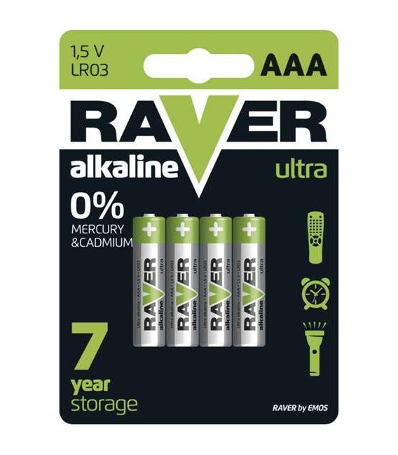 Baterie AAA (R03) alkalická RAVER 4ks