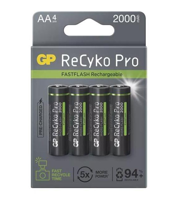 Baterie AA (R6) nabíjecí 1,2V/2000mAh GP ReCyko Pro Photo Flas 4ks