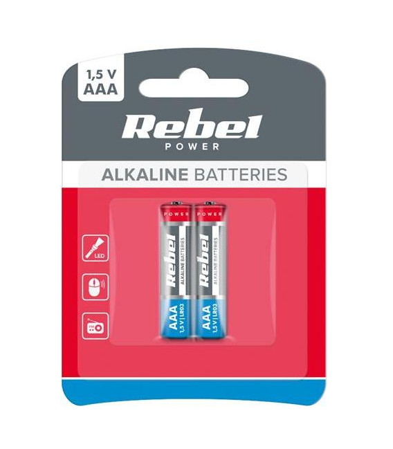 Baterie AAA (R03) alkalická REBEL Alkaline Power 2ks / blistr BAT0066B