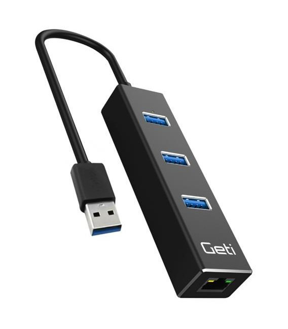USB rozbočovač GETI GUH3AE 3x USB-A 3.0 + 1x Ethernet