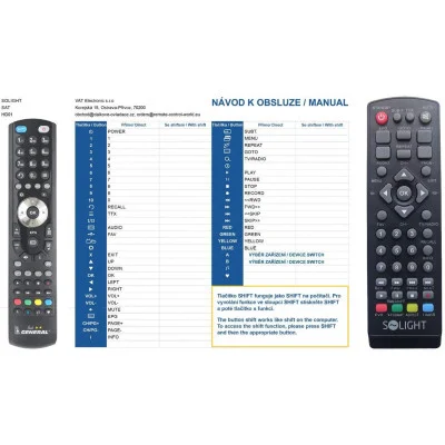 SOLIGHT HD01 - dálkový ovladač - náhrada kompatibilní