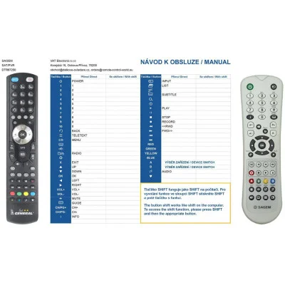 SAGEM DTR-84250 - dálkový ovladač - náhrada kompatibilní