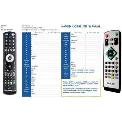 SENCOR SDB1009, SDB1010, SDB1005T - dálkový ovladač kompatibilní