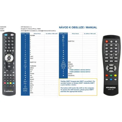 HYUNDAI DVB-T321, DVB-T440 - dálkový ovladač - náhrada kompatibilní