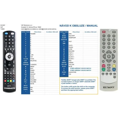 DI-WAY T2200, DI-BOX T22, T23, T24, T30 - dálkový ovladač kompatibilní