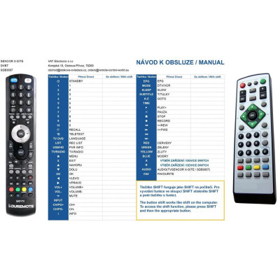 SENCOR SDB-2006T, SDB-2007T, SDB-3007 - dálkový ovladač kompatibilní