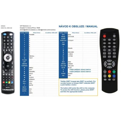 ORAVA DVB-11C, DVB-12C - dálkový ovladač kompatibilní