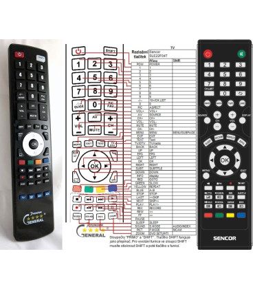 SENCOR SLT1634DVBT DVD - dálkový ovladač - náhrada kompatibilní