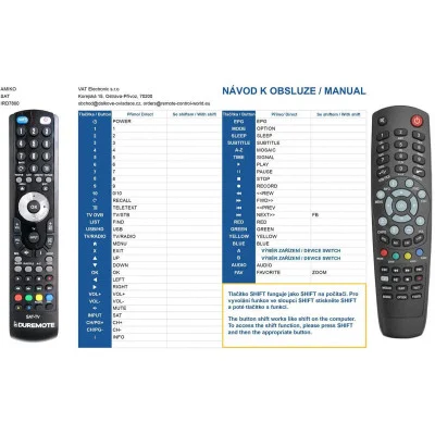 AMIKO IRD-7800 - dálkový ovladač kompatibilní