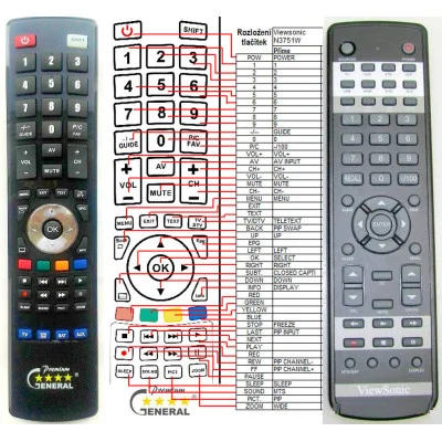 VIEWSONIC N3751W, N3752W, N4251W - dálkový ovladač - náhrada kompatibilní