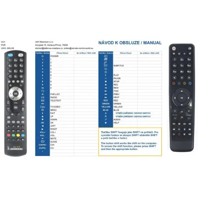 VU plus UNO / SOLO 2 náhradný diaľkový ovládač kompatibilný