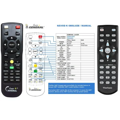 VIEWSONIC PRO-8200, PRO8520HD-DLP - dálkový ovladač - náhrada kompatibilní