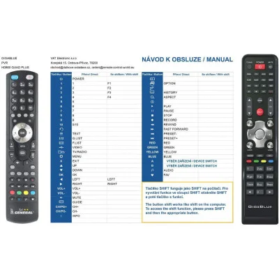 GIGABLUE HD800 QUAD PLUS - dálkový ovladač - náhrada kompatibilní
