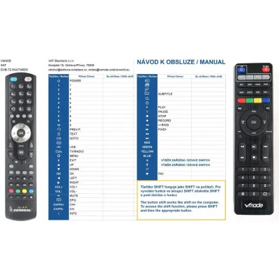VMADE DVB-T2 MULTIMEDIA - dálkový ovladač - náhrada kompatibilní