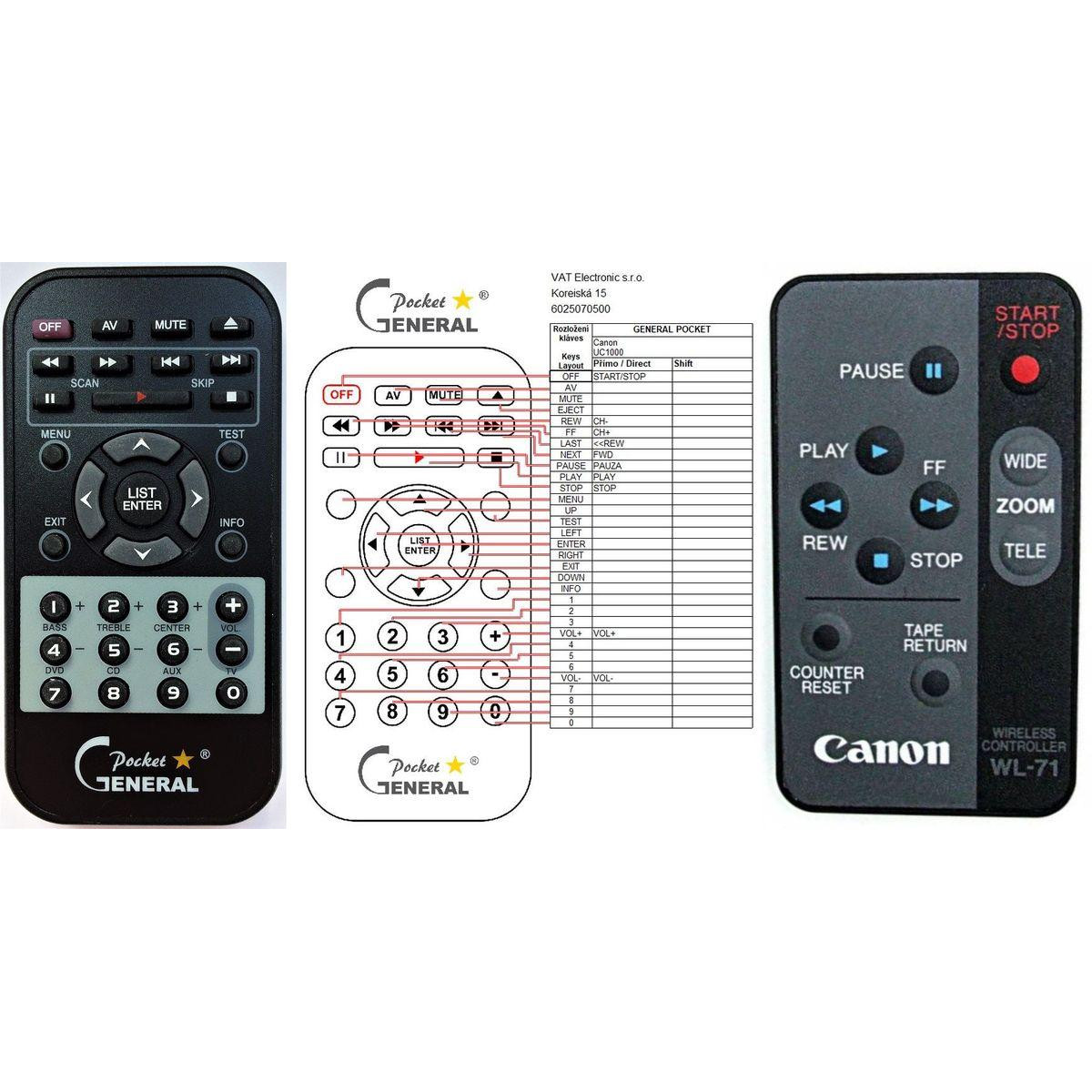More about CANON UC1000, UC2000, UC3000 - dálkový ovladač náhrada kompatibilní