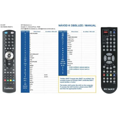 DI-WAY ICE-7000HD IRDETO - dálkový ovladač - náhrada kompatibilní