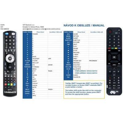 KAON CO1300 HD - dálkový ovladač kompatibilní
