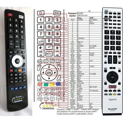 SHARP RRMCGB075WJSA - dálkový ovladač - náhrada kompatibilní