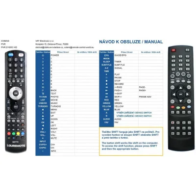 COMAG PVR2/100CI plus  HD - dálkový ovladač kompatibilní