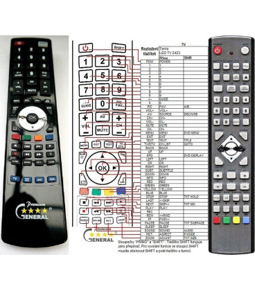 TERRIS TV2213, TV2222, TV2224, TV2423 - dálkový ovladač - náhrada kompatibilní