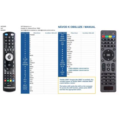 INFOMIR MAG250, MAG254, MAG255, MAG261, MAG265, MAG270, MAG275 - dálkový ovladač kompatibilní