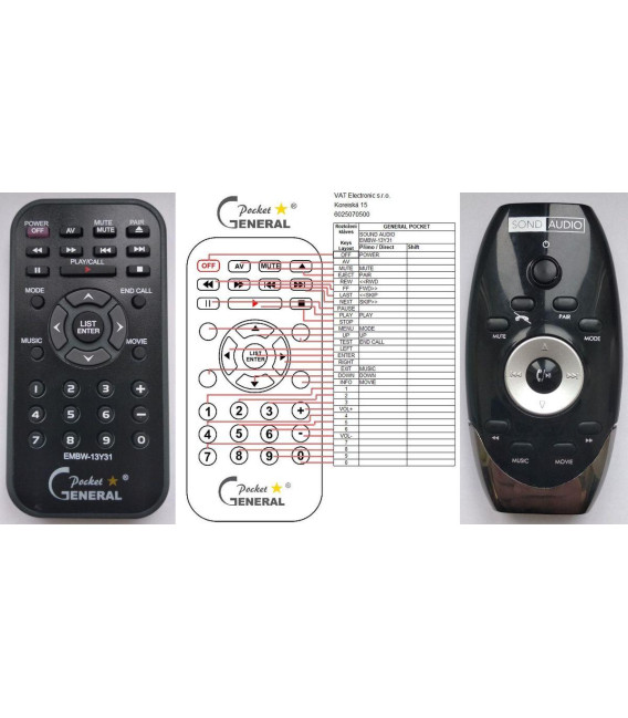 Sond Audio EMBW-13Y31 - dálkový ovladač - duplikát kompatibilní