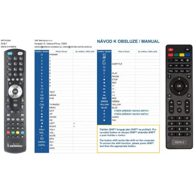 OPTICUM HD AX ODIN2 HYBRID DVB-C/T2 - dálkový ovladač - náhrada kompatibilní