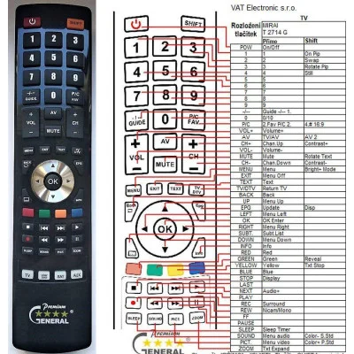 MIRAI T2714G - dálkový ovladač - náhrada kompatibilní