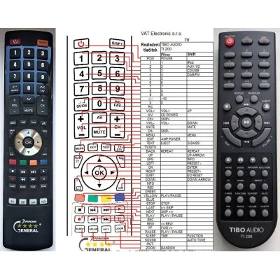TIBO AUDIO TI-200 - dálkový ovladač - náhrada kompatibilní