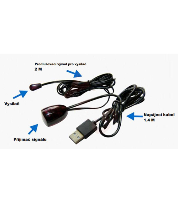 Univerzální opakovač, prodlužovač signálu dálkového ovladače DA4339A, USB, 2m kompatibilní