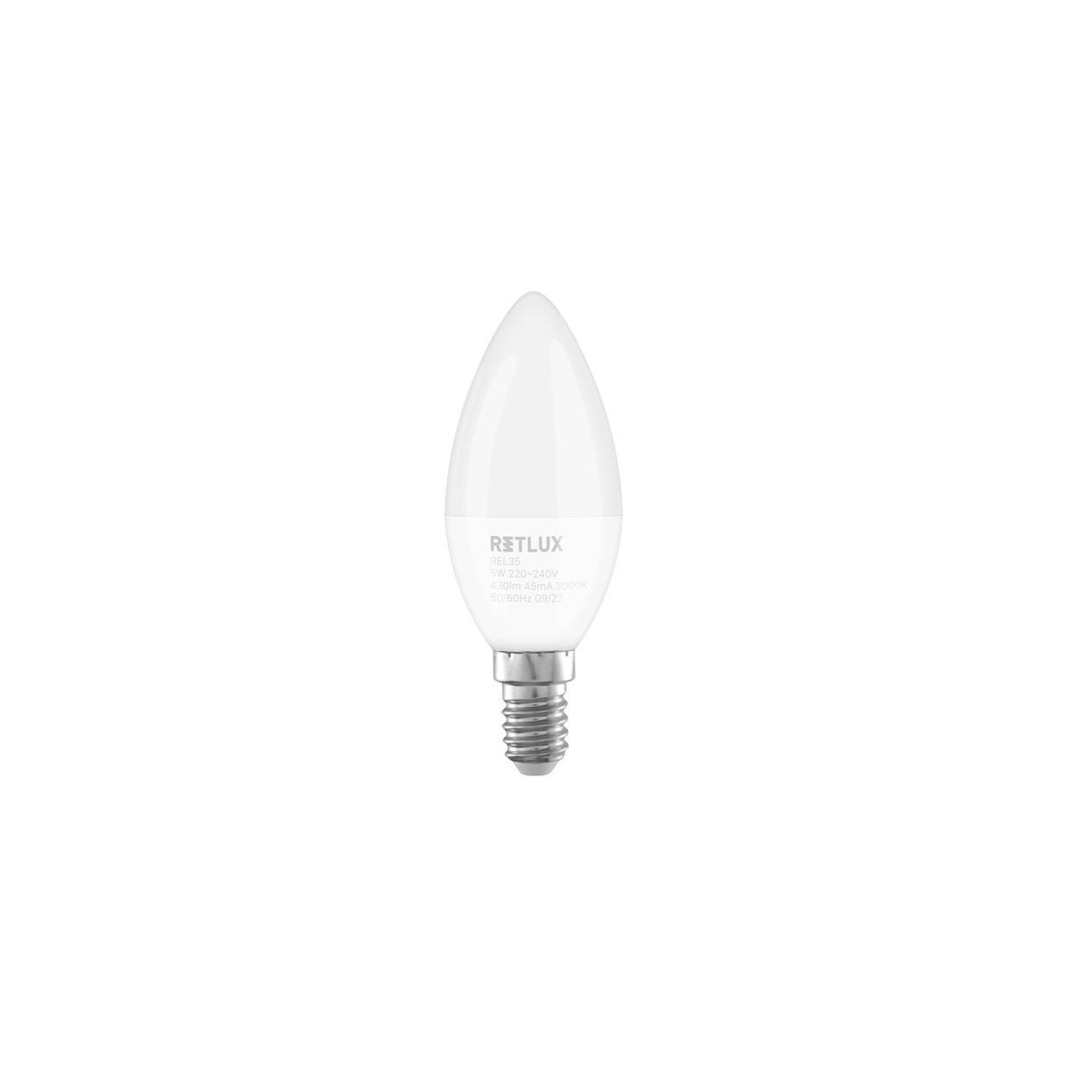 Žárovka LED E14 5W C37 bílá teplá RETLUX REL 35 4ks