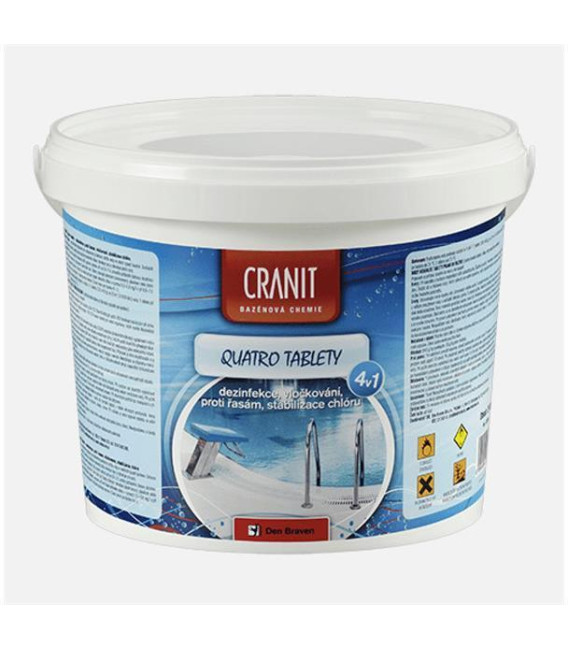 Multifunkční tablety pro chlorovou dezinfekci bazénové vody CRANIT Quatro 4v1 2,4kg
