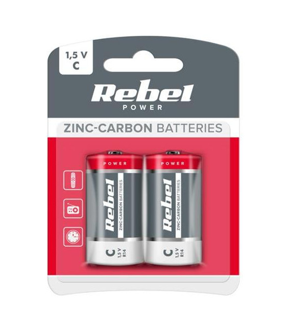 Baterie C (R14) Zn-Cl REBEL 2ks / blistr BAT0083B