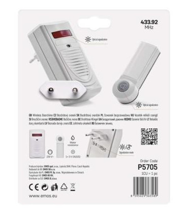 Domovní bezdrátový zvonek EMOS 98080S P5705