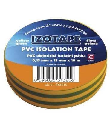 Izolační páska PVC 15/10m zelenožlutá