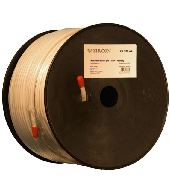 Koaxiální kabel Zircon CCS 125 AL / 100 m / 6,8mm