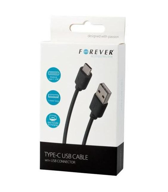Kabel FOREVER USB/USB C-TYPE 1m Černý